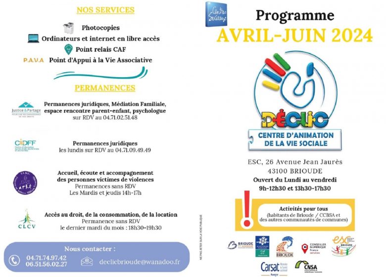 Déclic – Unterhaltungs-/Aktivitätsprogramm für April-Juni 2024