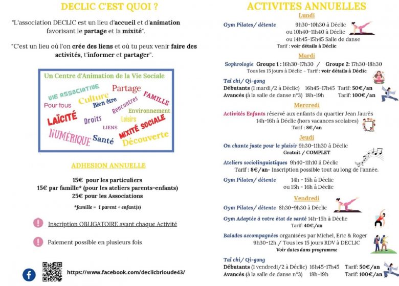 Déclic – Programma Amusement/Activiteiten voor april-juni 2024