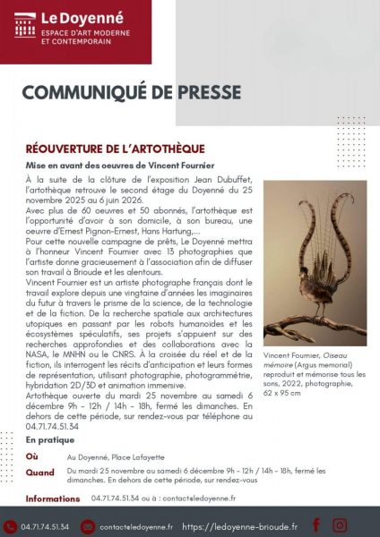 Réouverture de l’artothèque – Mise en avant des oeuvres de Vincent Fournier