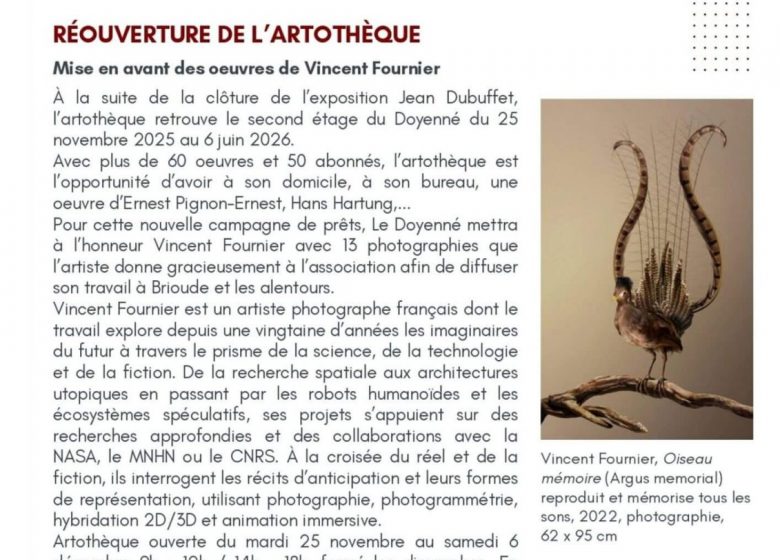 Réouverture de l’artothèque – Mise en avant des oeuvres de Vincent Fournier