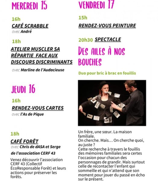 Animations du 15 au 17 avril La Clef Brioude