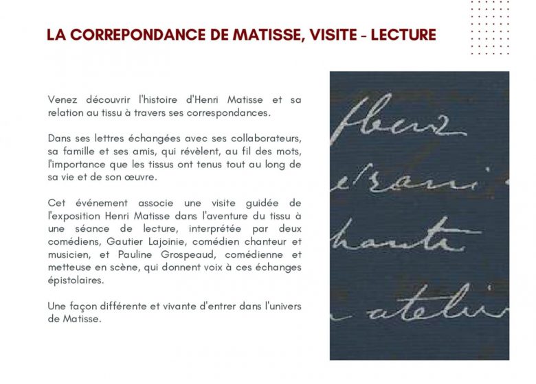 La correspondance  de Matisse, Visite – Lecture
