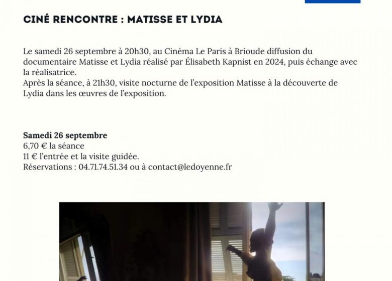 Ciné rencontre : Matisse et Lydia