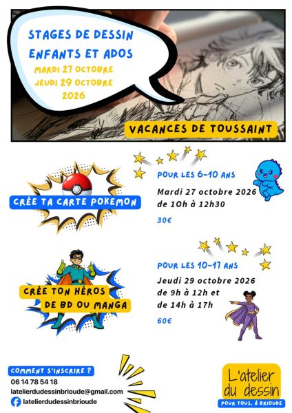 Stage de dessin pour les 10-17 ans